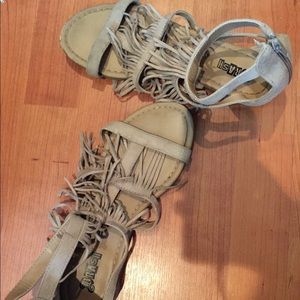 Fringe tan sandals from Brash